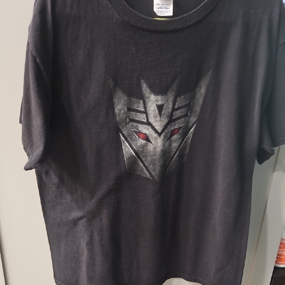 Black Transformer T-Shirt with Silver and Red Graphic